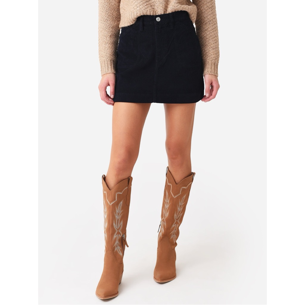 Re/Done Womens 70s Corduroy Pocket Mini Skirt Size 31 Black Nwt